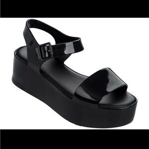 Melissa Black Platform Shoes with Glossy Finish